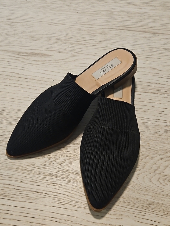 Seven7 Shoes - Seven New York Black Knit Pointed Slip-On Mules Size 10,  Like New!!